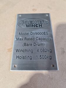 Laser Engraved Stainless Steel Compliance Plate – Paint Infilled